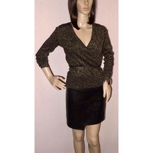 INC Knit Black w Metallic Sparkle Top